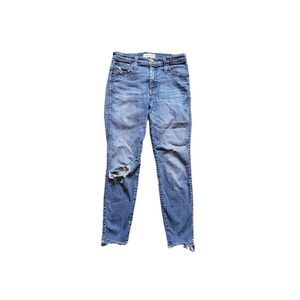 Madewell High Rise Skinny Jeans Drop Step Hem Blue Women's 26 Petite